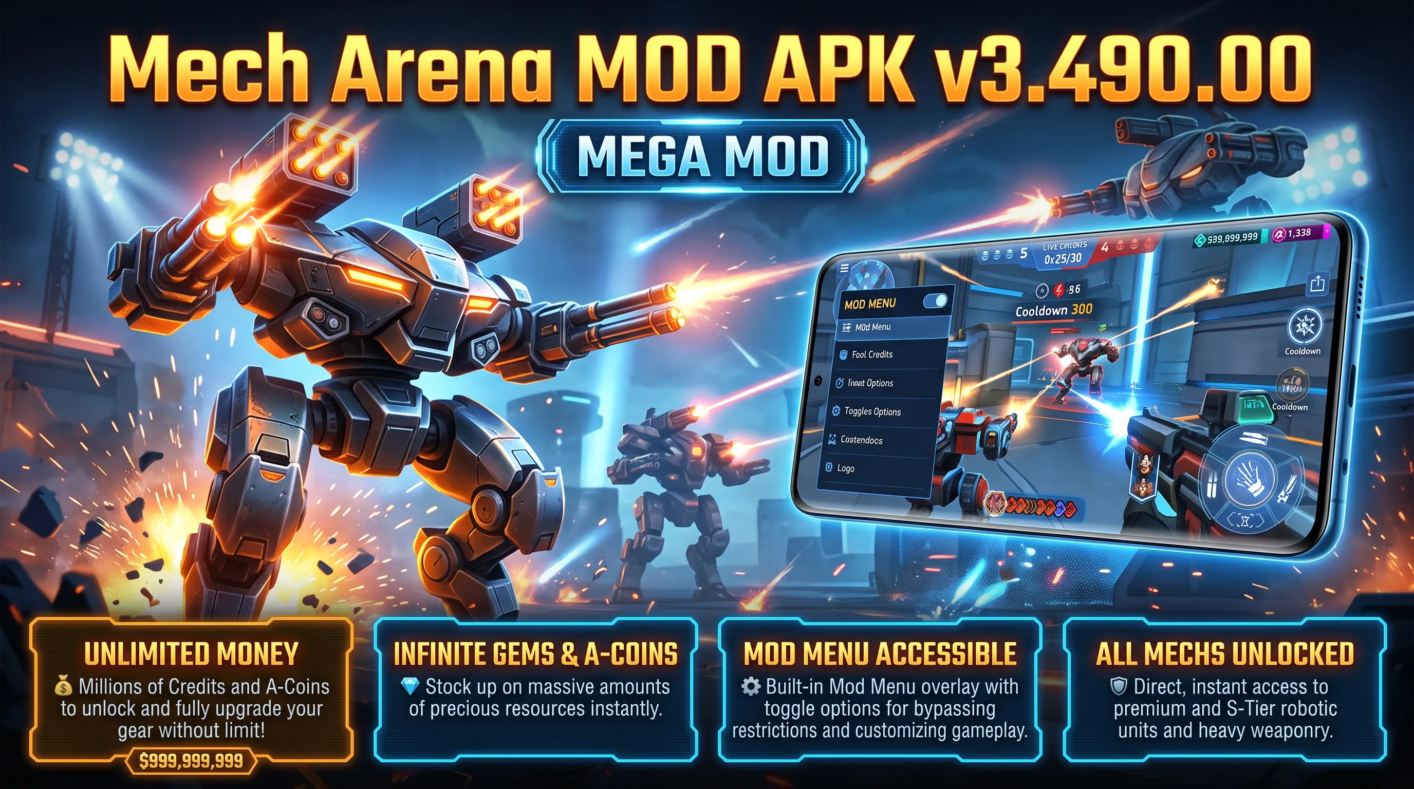 Mech Arena APK (MOD, Money & Gems)  screenshot 1